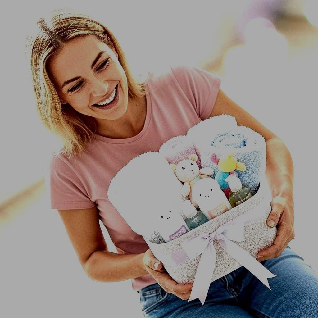 Glad mor med babygave